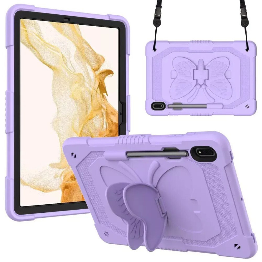 Samsung Galaxy Tab S9 Butterfly Kickstand Barnedeksel - Lilla