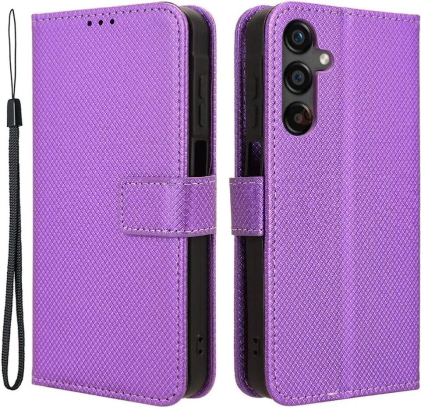 Samsung Galaxy A25 (5G) Kunstskinn Flippdeksel m. Stropp & Tekstur - Lilla