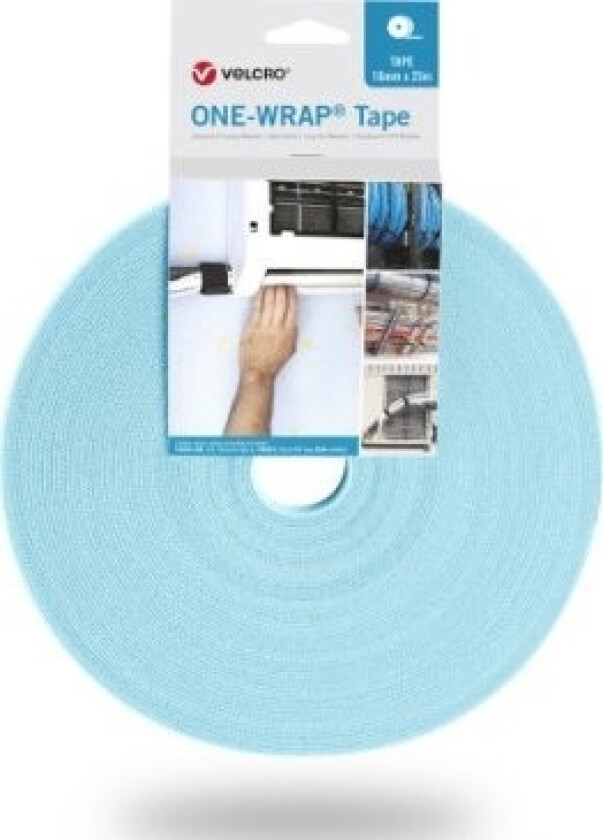 Borrelås Velcro One Wrap Tape, 13 Mm Bred, Turkis, 25 M