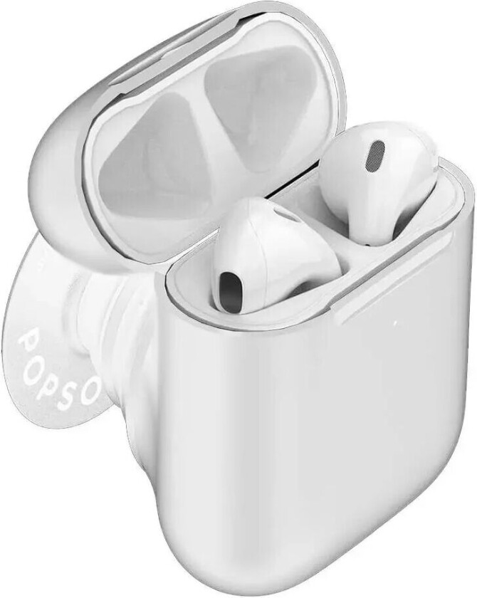 POPSOCKETS AirPods Holder White Avtagbart Grep med Case Deksel & PopChain