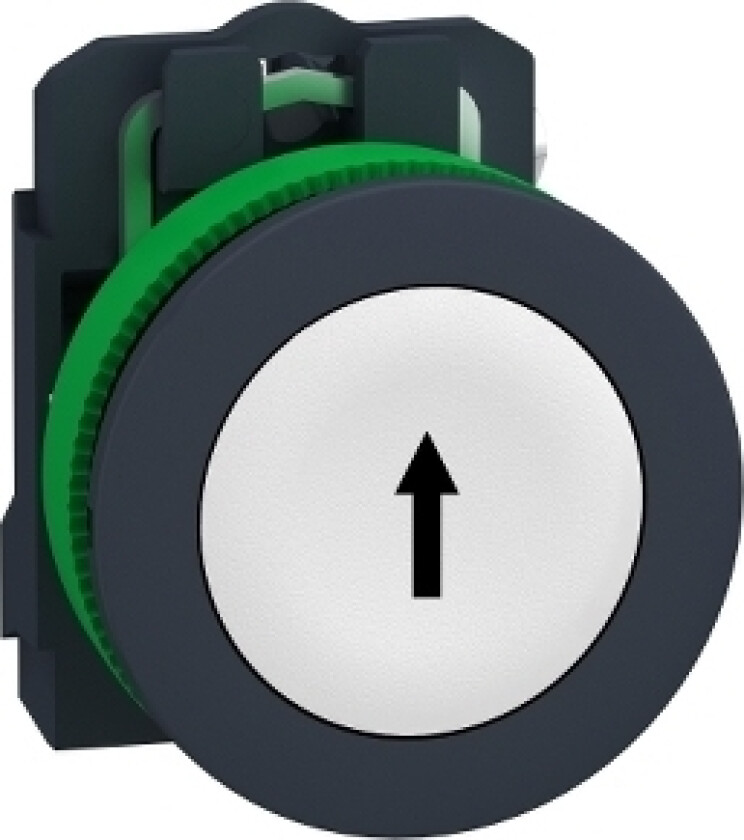 Schneider Electric Harmony Xb5 Flat Plastknapp. Hvit Fi30 Automatisk Retur Merket Med Pil Opp 1Z Xb5fa3341