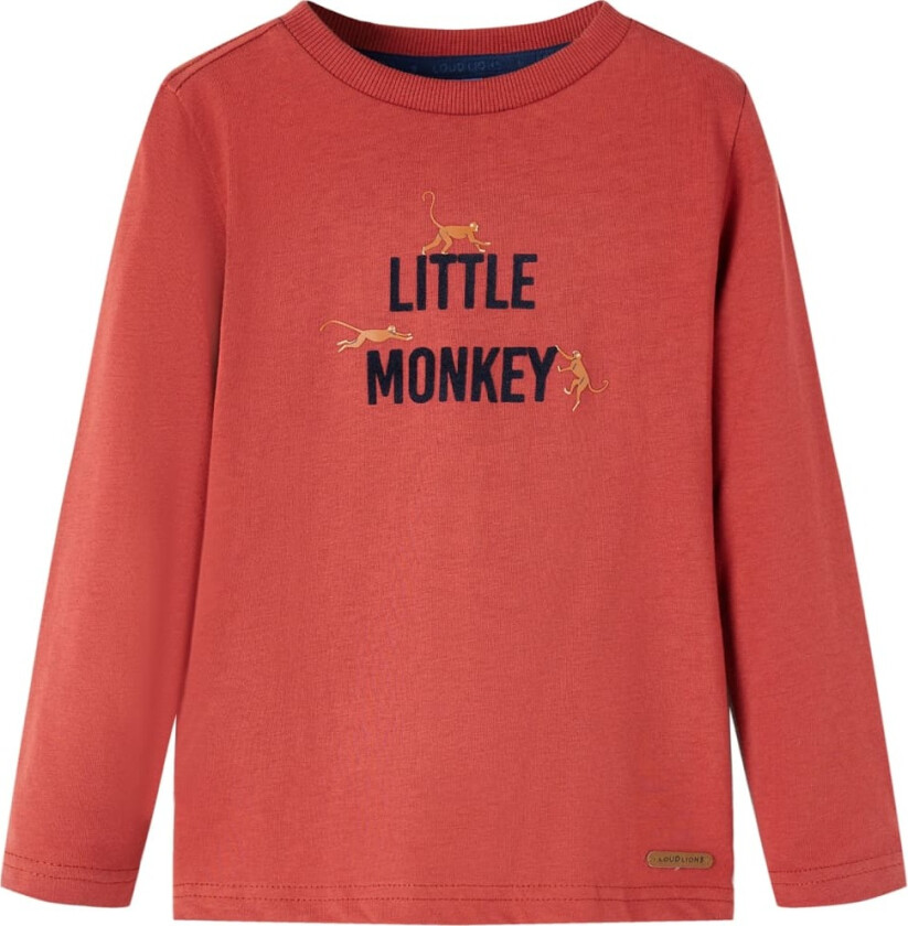 T-skjorte for barn med lange ermer mørkerød 92