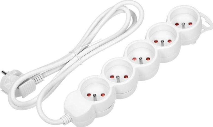Orno 5-Veis Skjøteledning 2P+Z, 3M H05vv-F 3X1,0Mm2, Imax=10A, Hvit Or-Ae-13149/W/3M