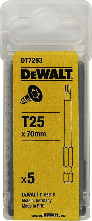 Dewalt Skrutrekkerbits For Torx-Bits T25x70mm 5 Stk. - Dt7293