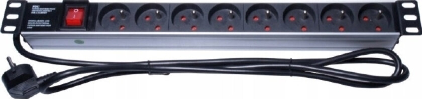Kabel Zasilajcy Premiumcord Premiumcord Power Panel 1U For 19" Rack, 8X230v, Overspenningsvern, 2M Kabel, Bryter