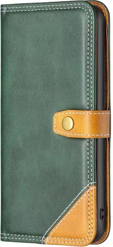 iPhone 14 Pro Flip Deksel i Mykt Skinn med Lommebok - Grønn