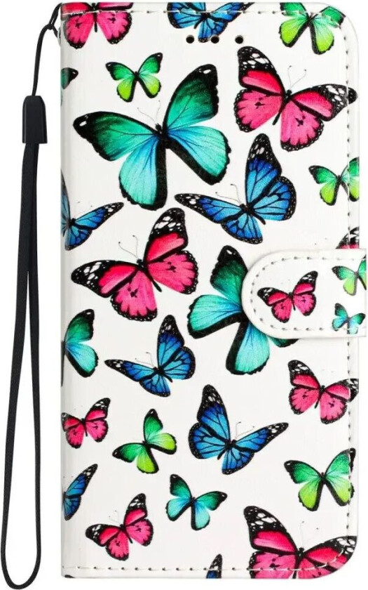 Samsung Galaxy S24 Kunstskinn Flipdeksel m. Lommebok og Stropp - Fargerike Sommerfugler