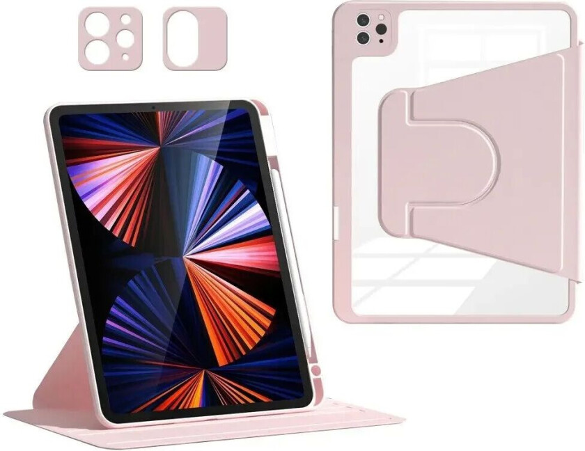iPad Air (2022 / 2020) / Pro 11 (2022 / 2021 / 2020 / 2018) Hybrid Flip Deksel m. Pennholder og Kameralinsebeskytter - Rosa / Gjennomsiktig