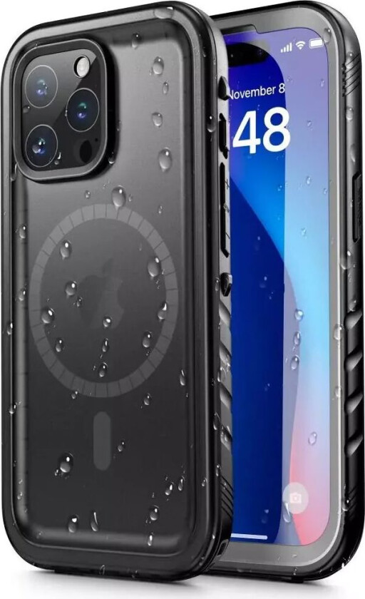 Tech-Protect iPhone 15 Pro Tech-Protect Vandtæt Case - MagSafe Kompatibel - Gennemsigtig / Sort