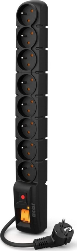 Strømskinne Acar S8 Overspenningsvern 8 Stikkontakter 1,5 M Svart (W0147)