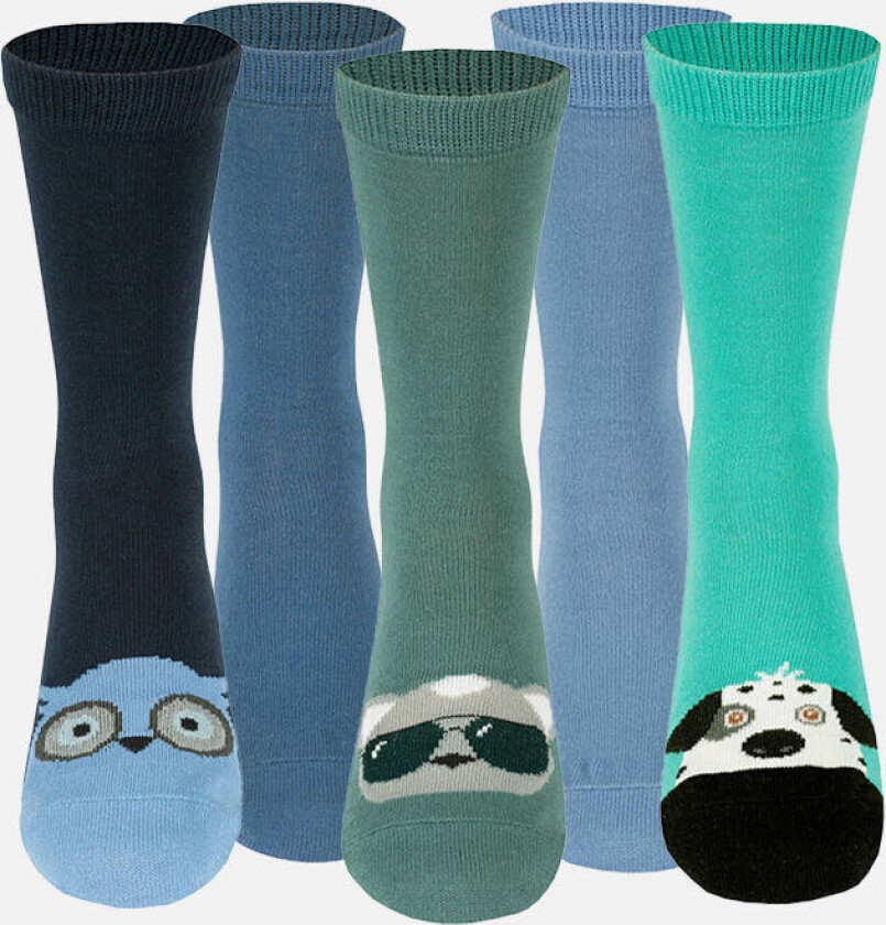 Sokker i Økologisk Bomull x5 - Turquo - 29-32 29-32