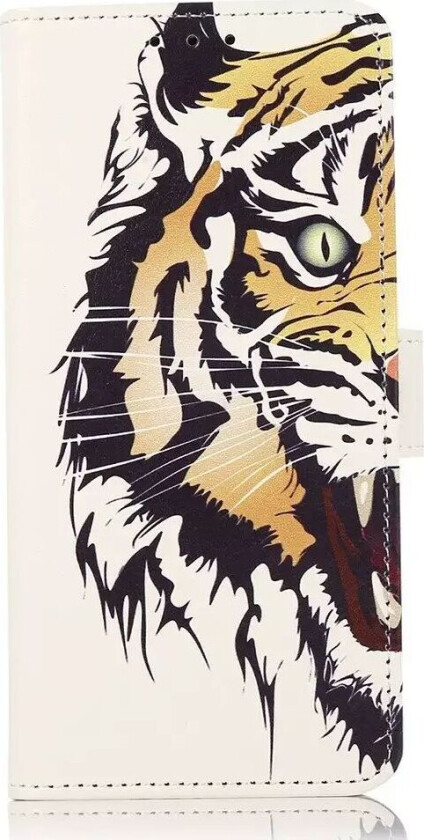 iPhone 15 Skinn Deksel med Lommebok - Tiger