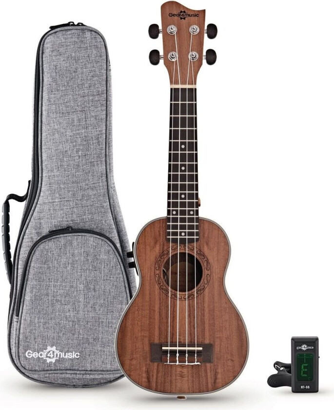 Gear4Music Koa Soprano Electro Ukulelepakke fra Gear4Music