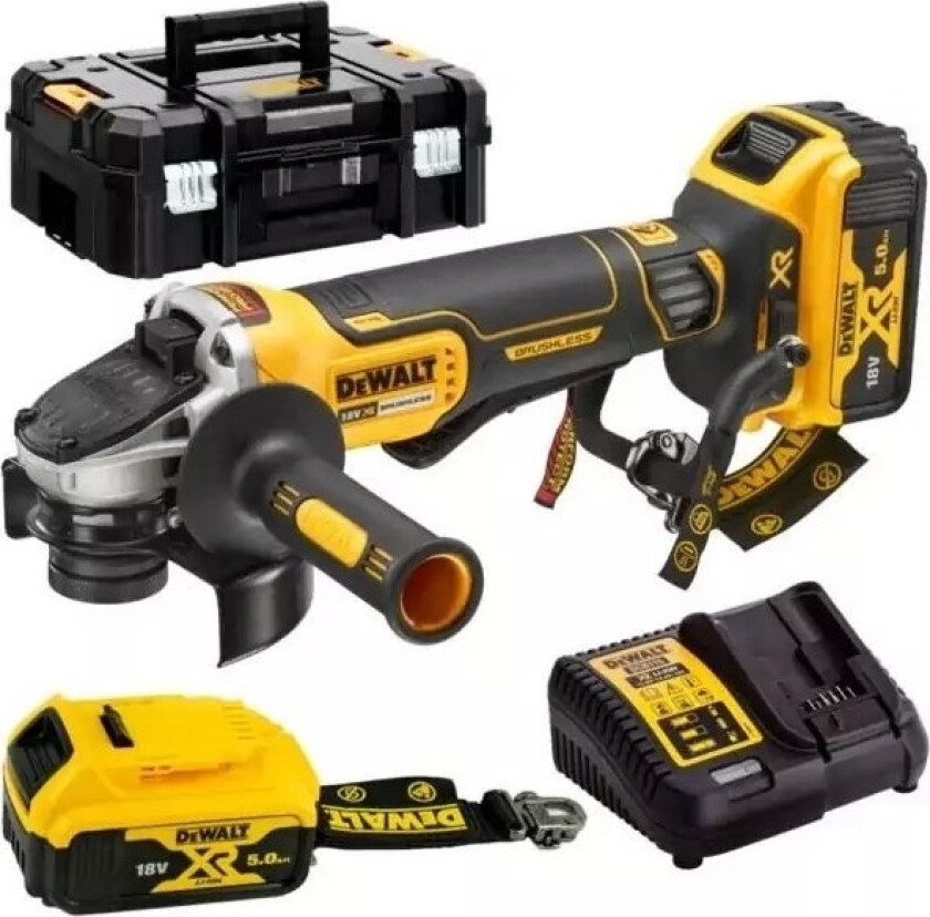 Dewalt Trådløs Vinkelsliper 125Mm Lr 18V 2*5,0Ah Tstak