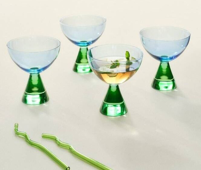 AYLA cocktailglass 4-pk Blå/grønn