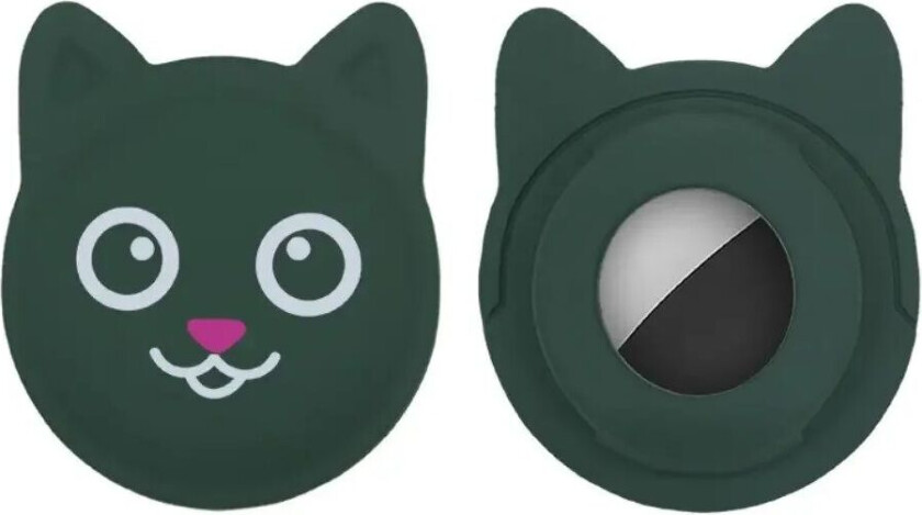 AirTag Plastdeksel med Katteansikt - Grønn