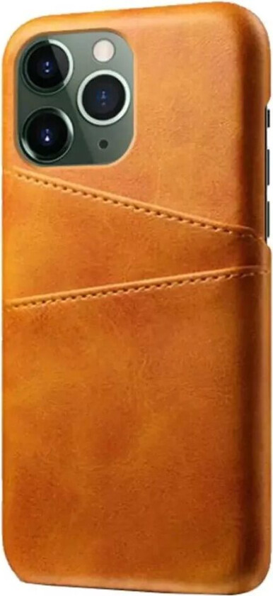 iPhone 14 Pro Kunst Skinn Bakdeksel m. Lommebok - Oransje