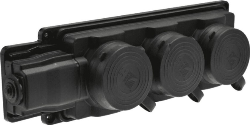 Strip /Splitter/ For Skjøteledning 3-Stikkontakter Med/U Gummisort Ip44 D.3159/3