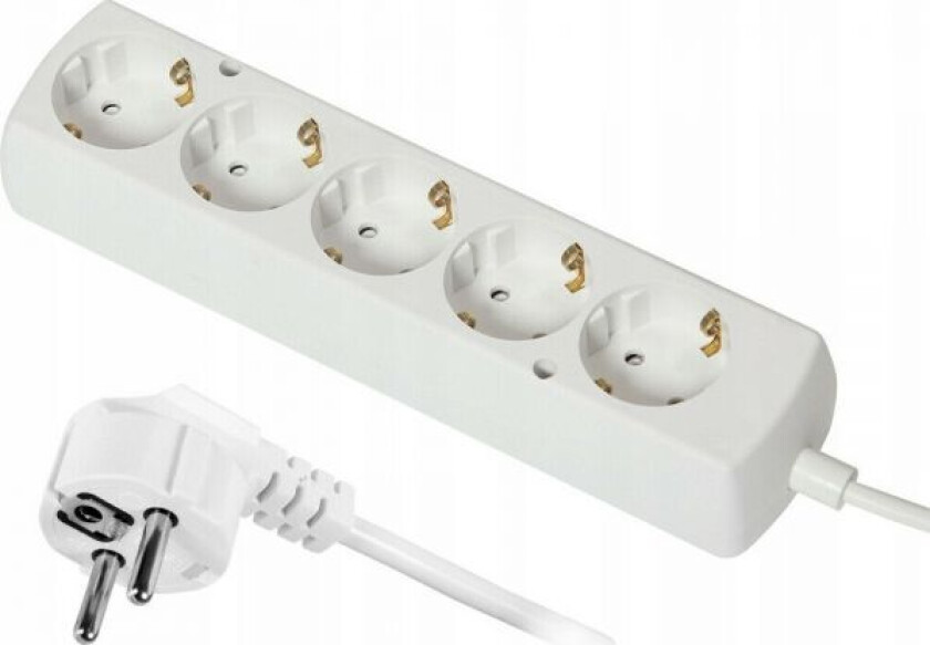 Skjøteledning 5-Kontakter 16A 3M Hvit (Ps-570S/ 3,0M/3X1,5)