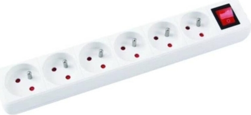 Kontorprodukter Overspenningsvern Grenuttak 6 Stikkontakter 5 M Hvit (13116541-14)