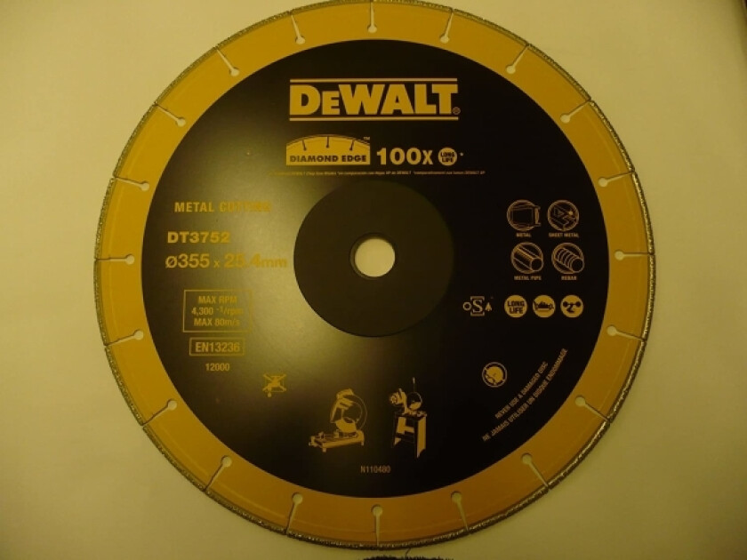 Bilde av Dewalt Dt3752-Qz, Skjæreskive, Alle Merker, 260G, 120Mm, 145Mm, 11Mm