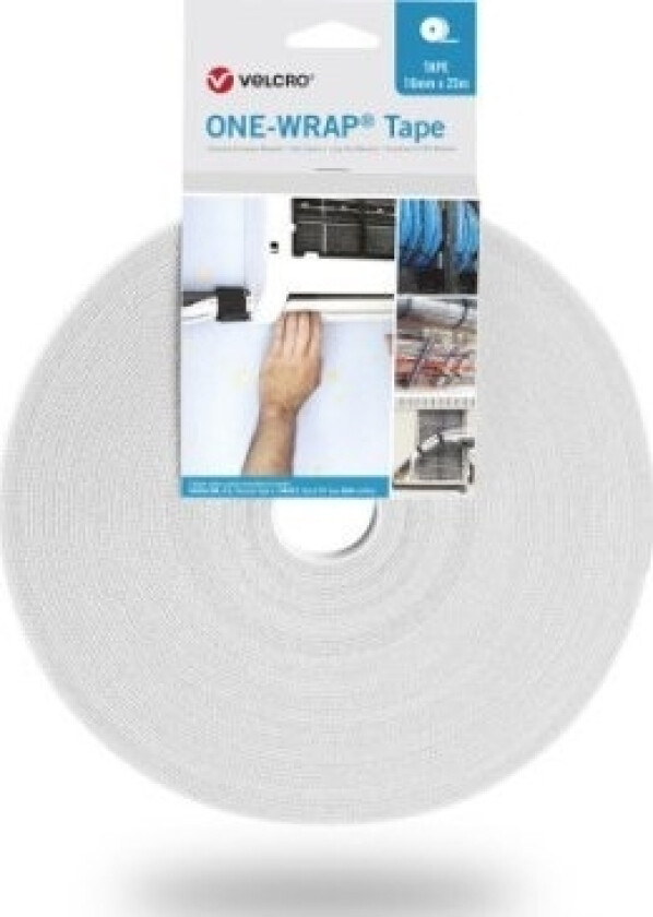 ® One Wrap® Borrelåstape 25M Og 10Mm Bred Hvit
