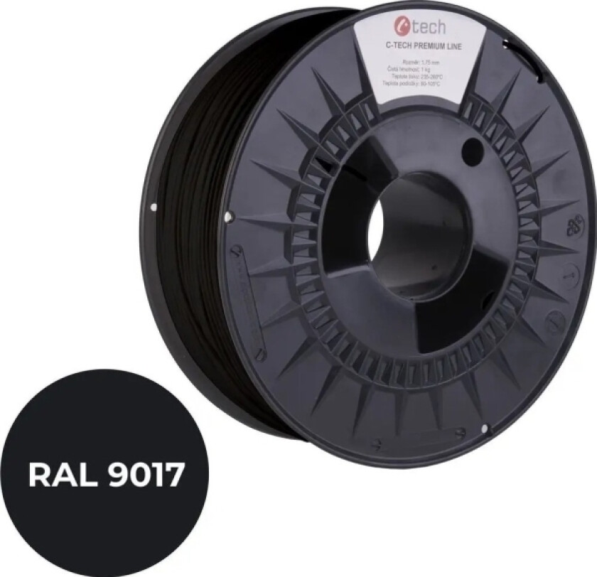 C-Tech C-Tech Trykkstreng (Filament) Premium Line, Abs, Transport Sort, Ral9017, 1,75 Mm, 1 Kg