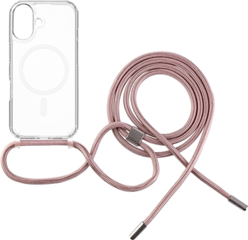 Fixed | Magpure Neck | Back Cover With Lanyard | Apple | Iphone 16 Plus | Tpu | Clear, Pink