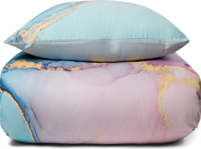Sengetøy - Digitalprintet bomullssateng - 200x220 cm - Marble multi - dynetrekk for dobbeltdyne - 100% bomullssateng sengesett