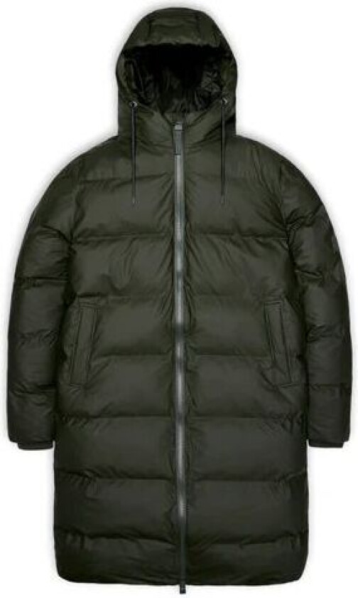 Rains Alta Long Puffer Jacket - Green XS