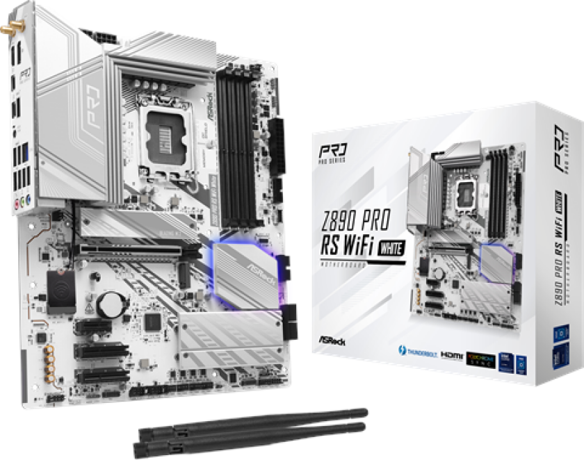 Z890 PRO RS WIFI WHITE Hovedkort - Intel Z890 - Intel LGA1851 socket - DDR5 RAM - ATX