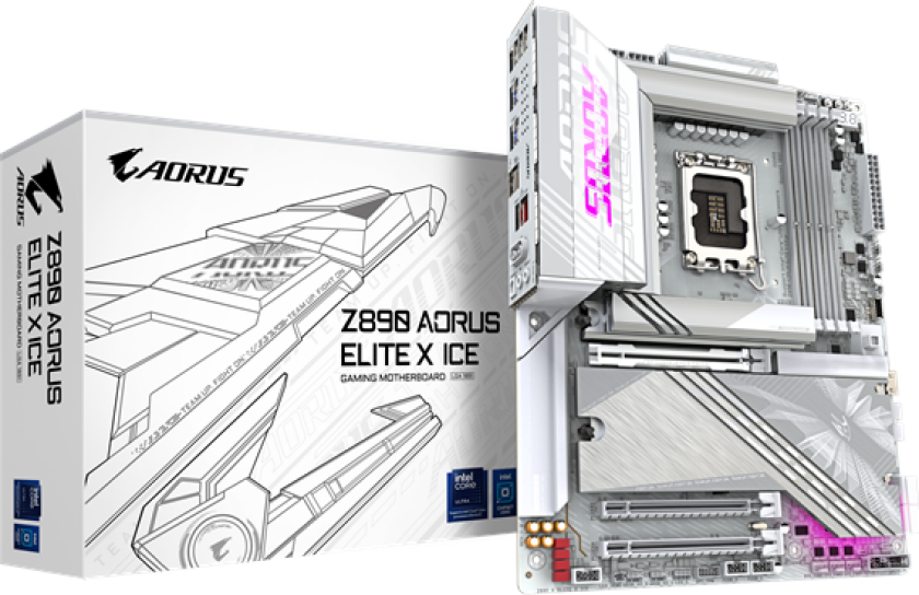 Z890 AORUS ELITE X ICE Hovedkort - Intel Z890 - Intel LGA1851 socket - DDR5 RAM - ATX