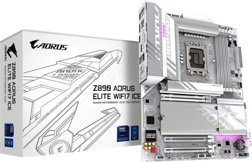 Z890 AORUS ELITE WIFI7 ICE Hovedkort - Intel Z890 - Intel LGA1851 socket - DDR5 RAM - ATX