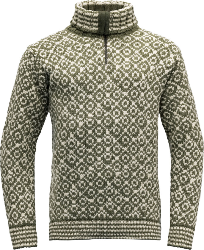 Bilde av Unisex Svalbard Wool Zip Neck XS, Olive/Offwhite