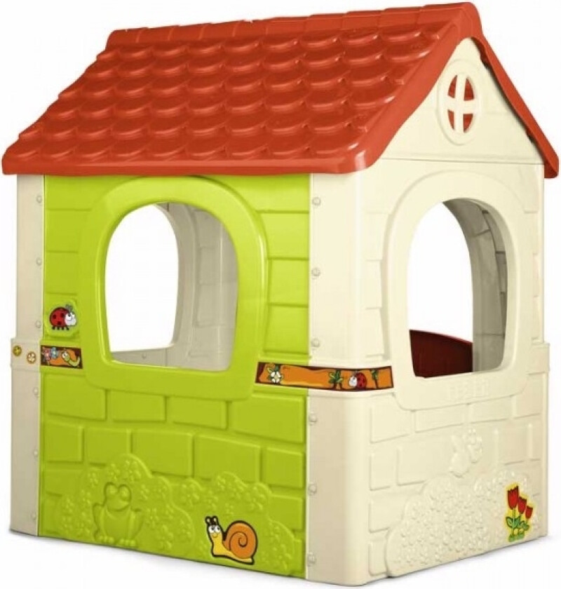 800010237, Frittstående Lekehus, 2 År, 1 Dører, Beige, Grønn, Rød