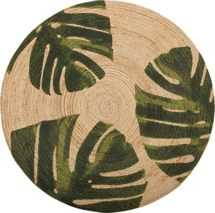 Byner Matte med Monsteramotiv Rund 140 cm - Beige