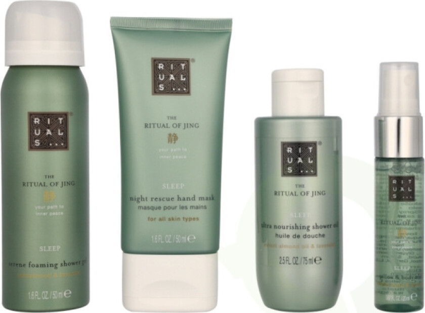 Jing Set 195 ml Sleep Foaming Shower Gel 50 ml/Night Rescue Hand Mask 50 ml/Sleep Pillow & Body Mist 20 ml/Shower Oi