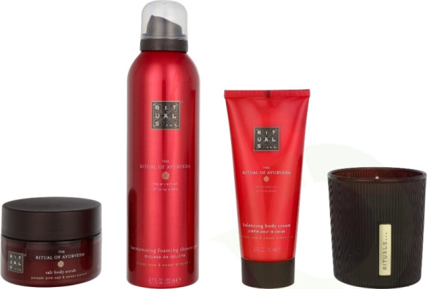 Ayurveda Set 565 ml Salt Body Scrub 125gr/Body Cream 100ml/Foaming Shower Gel 200ml/Scented Candle 140gr