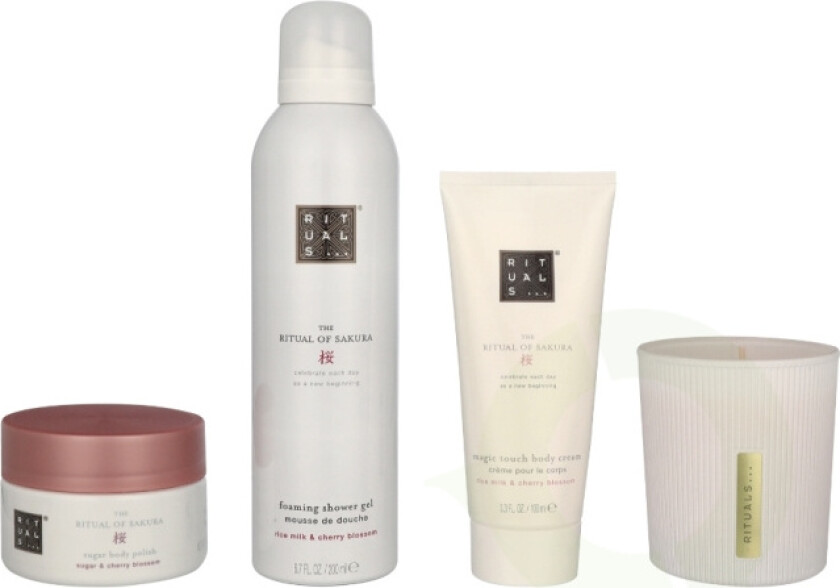 Bilde av Sakura Medium Set 565 ml Body Cream 100ml/Scented Candle 140g/Body Scrub 125g/Foaming Shower Gel 200ml