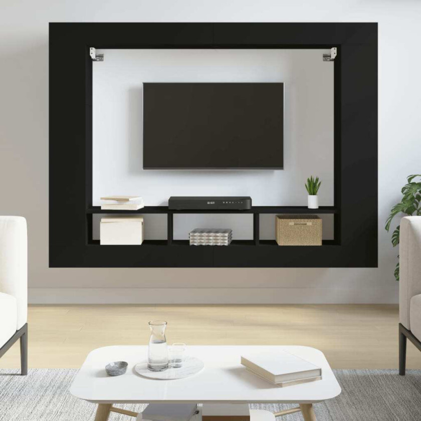 TV-benk svart 152x22x113 cm konstruert tre