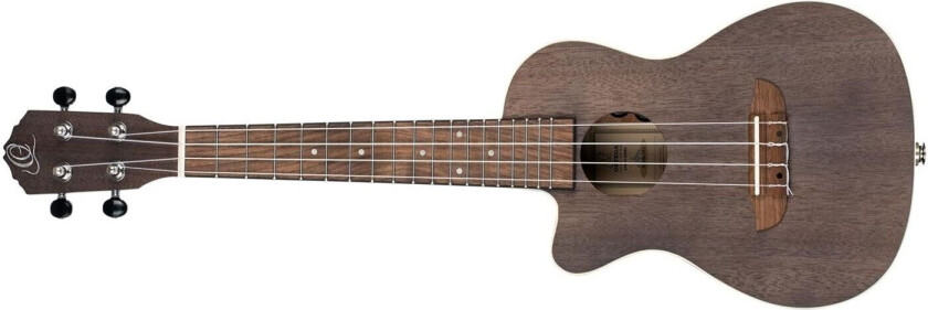 Ortega Rucoal-Ce-L Concert Ukulele Med Mik. Earth, See Thru Black, Lefthand