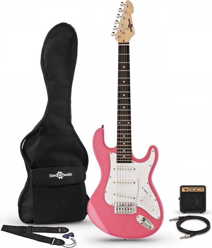 Gear4Music 3/4 LA Elektrisk Gitar + Miniforsterker Rosa