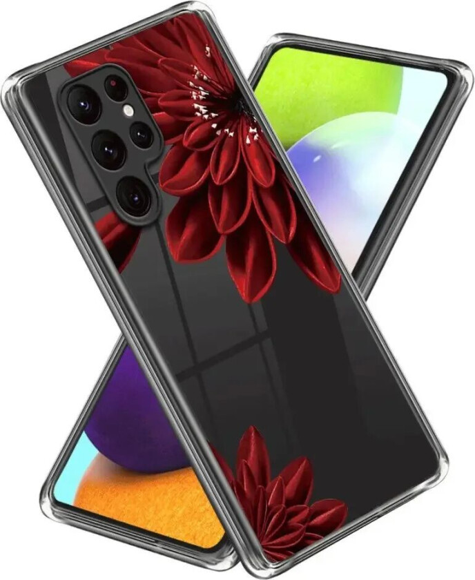 Samsung Galaxy S24 Ultra Fleksibel Plast Deksel m. Motiv - Rød Blomst