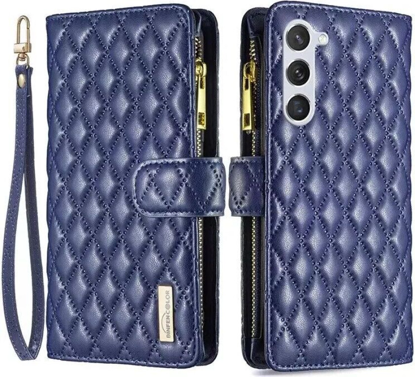 Samsung Galaxy S23 Deksel i Kunstskinn m. Innebygd Lommebok og Stativfunksjon - Blå