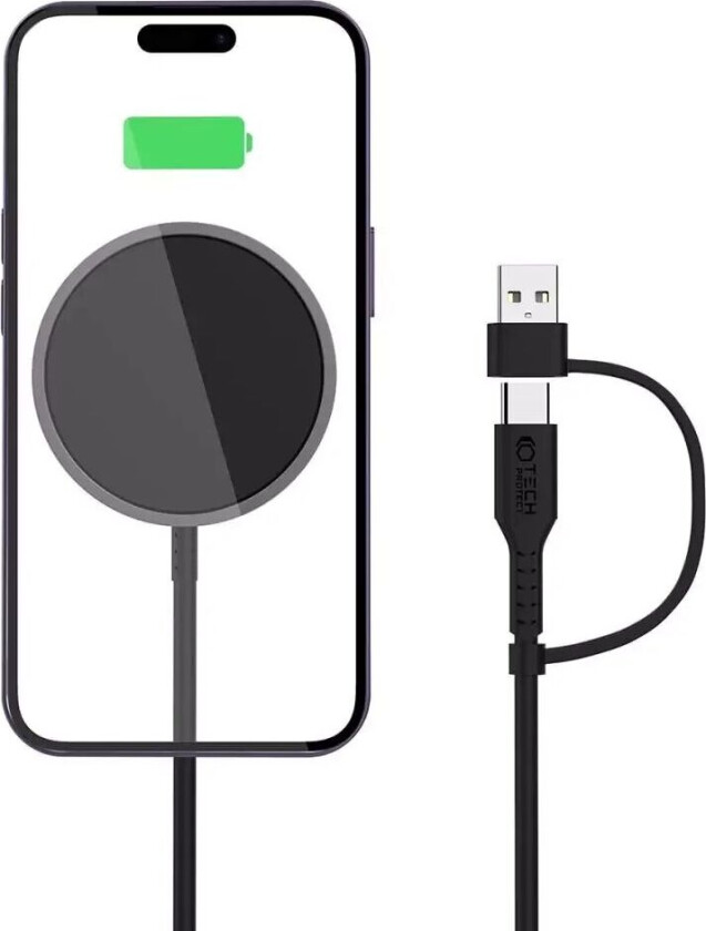Tech-Protect QI15W-A26 Trådløs Lader - MagSafe-kompatibel - Svart