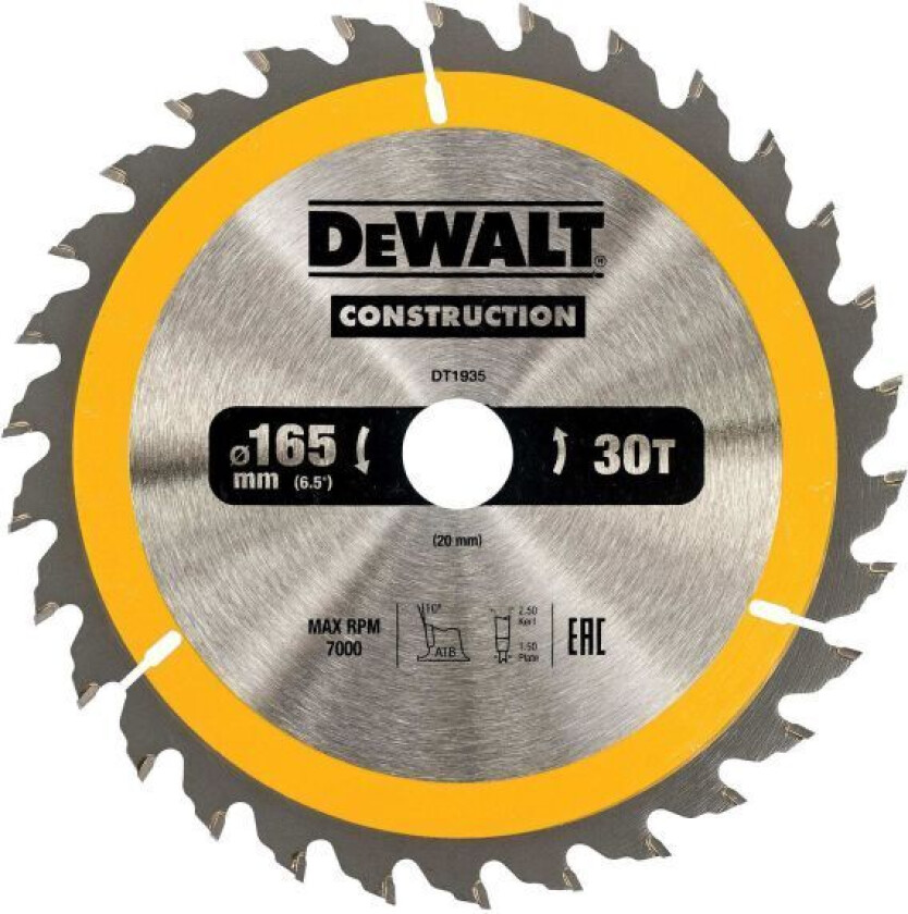 Dewalt DT1935-QZ Sirkelsagklinge 165 x 20 mm, 30T