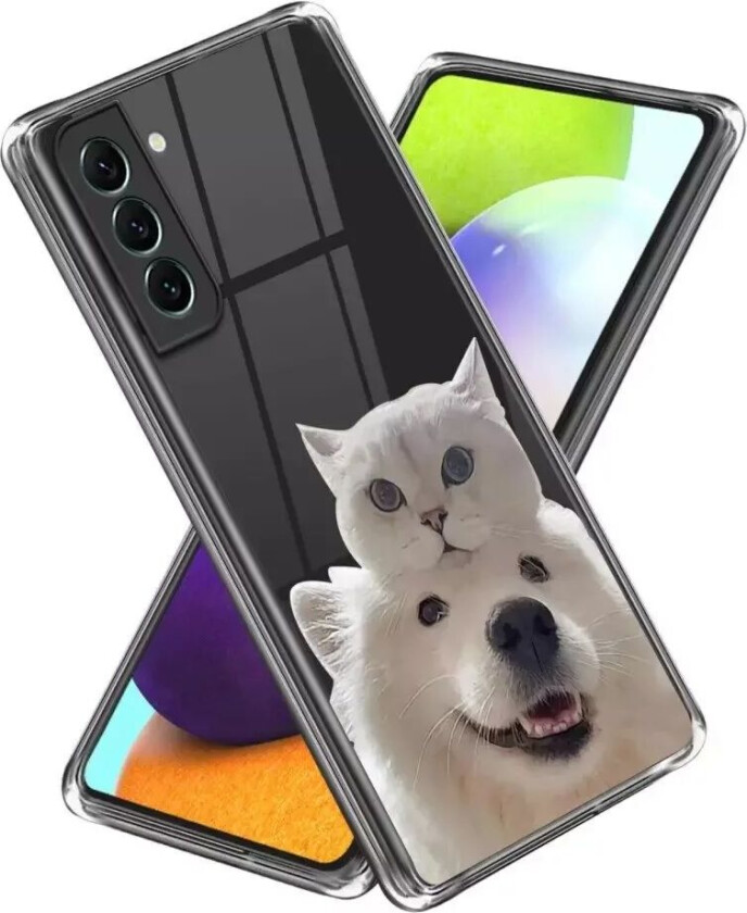 Samsung Galaxy S23 Plast Gjennomsiktig Deksel m. Motiv - Hund og Katt