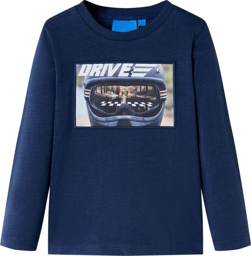 T-skjorte for barn med lange ermer marineblå melert 116