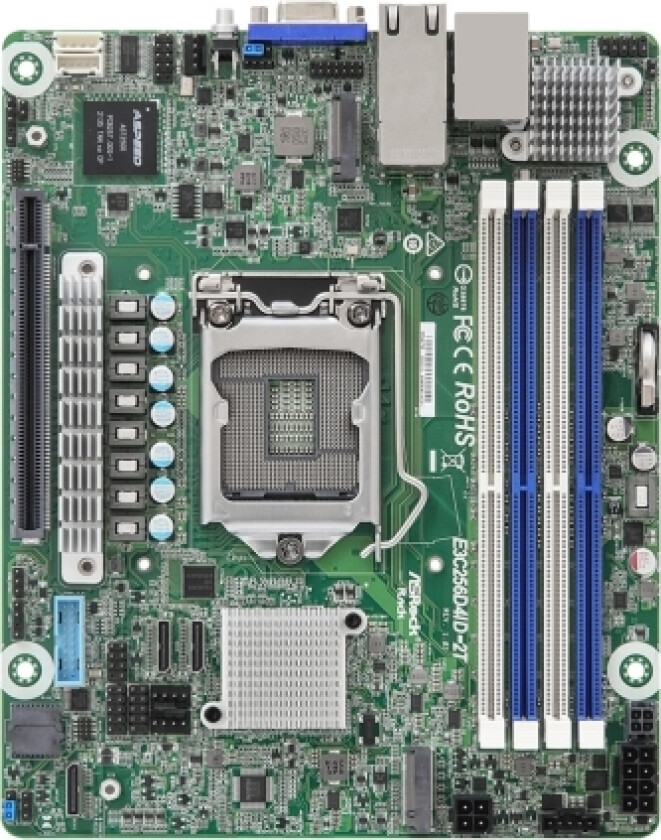 Asrock E3c256d4id-2T, Intel, Lga 1200 (Socket H5), Intel® Xeon®, E-2300, Ddr4-Sdram, 32 Gb