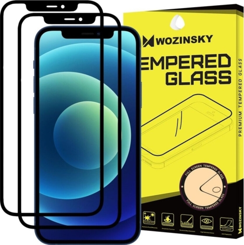 Sett Med 2X Super Slitesterk Full Lim Herdet Glass For Hele Skjermen Med Ramme Case Friendly Iphone 12 Pro / Iphone 12 Svart